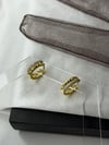 Mini Mini Halka Taşlı Gold Küpe