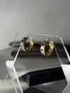 Piramit Taşlı Gold Halka Küpe