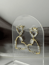 Sallantılı Taşlı Gold Kalp Küpe