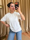 Basic Pamuklu Oversize Tişört - Beyaz