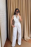 Gold Düğme Detaylı Yelek & Pantolon Takım - Krem