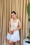 Krem Bağcıklı Korse Bluz