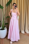 Prenses Kesim Poplin Elbise - Pembe