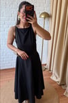 Sırt Detaylı Poplin Elbise - Siyah 