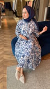 Alena Desenli Vual Elbise | Mavi