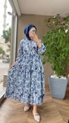 Alena Desenli Vual Elbise | Mavi