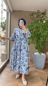 Alena Desenli Vual Elbise | Mavi