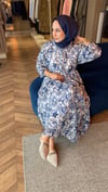 Alena Desenli Vual Elbise | Mavi