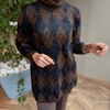 Angora Baklava Desen Kazak | Kahverengi