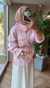 ARVEN Asimetrik Yaka Çizgili Gömlek | Pembe