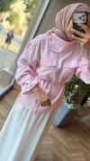 ARVEN Asimetrik Yaka Çizgili Gömlek | Pembe