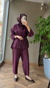 Beli Kuşaklı Rahat Kesim Takım | Bordo