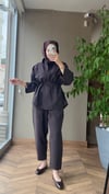Beli Kuşaklı Rahat Kesim Takım | Kahverengi