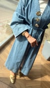 Broşlu Denim Kimono | Açık Mavi