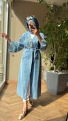Broşlu Denim Kimono | Açık Mavi