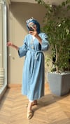 Broşlu Denim Kimono | Açık Mavi
