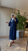Broşlu Denim Kimono | Mavi