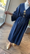 Broşlu Denim Kimono | Mavi