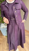 Denim Ceket Elbise Takım | Bordo