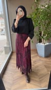 Desenli Piliseli Astarlı Etek | Bordo