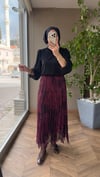 Desenli Piliseli Astarlı Etek | Bordo