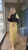 Desenli Piliseli Astarlı Etek | Sarı