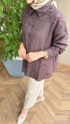 Elora Nakış Detaylı Gömlek | Kahverengi
