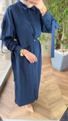 ELYA Kuşak Detaylı Gömlek Elbise | Lacivert