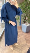 ELYA Kuşak Detaylı Gömlek Elbise | Lacivert