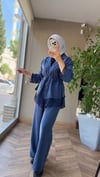 Elya Şifon Detaylı Takım | Lacivert
