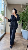 Elya Şifon Detaylı Takım | Siyah