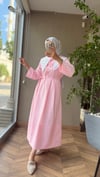 Etnik Mendil Yaka Astarlı Elbise | Pembe