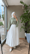 HELEN Dökümlü Etek | Beyaz