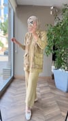 Lavena Çiçek Aplikeli Takım | Yağ Yeşili