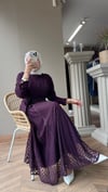 LAVİN Dantel Dokulu Elbise | Mürdüm