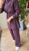 LENA Çiçek Aplikeli İkili Takım | Bordo
