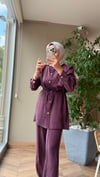 LENA Çiçek Aplikeli İkili Takım | Bordo