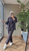 Lina Büzgü Detaylı Takım | Kahverengi