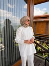 Lina Çizgi Dokulu Gömlek | Beyaz