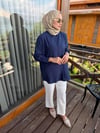 Lina Çizgi Dokulu Gömlek | Lacivert