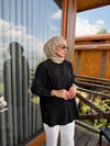 Lina Çizgi Dokulu Gömlek | Siyah