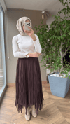 Luna Asimetrik Şifon Etek | Kahve