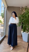 Luna Kemerli Keten Etek Pantolon  | Lacivert