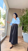 Luna Kemerli Keten Etek Pantolon  | Siyah