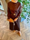 LUXORA Kemer Detaylı Gömlek Elbise | Kahverengi