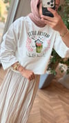 MELORA Baskılı Oversize Sweat | Matcha Latte