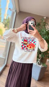 MELORA Baskılı Oversize Sweat | Raspberry Croissant