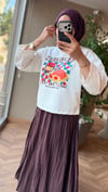 MELORA Baskılı Oversize Sweat | Raspberry Croissant