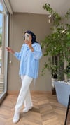 MİLANO Bağcıklı Tencel Ceket | Mavi