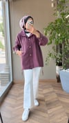 MİLANO Bağcıklı Tencel Ceket | Mürdüm